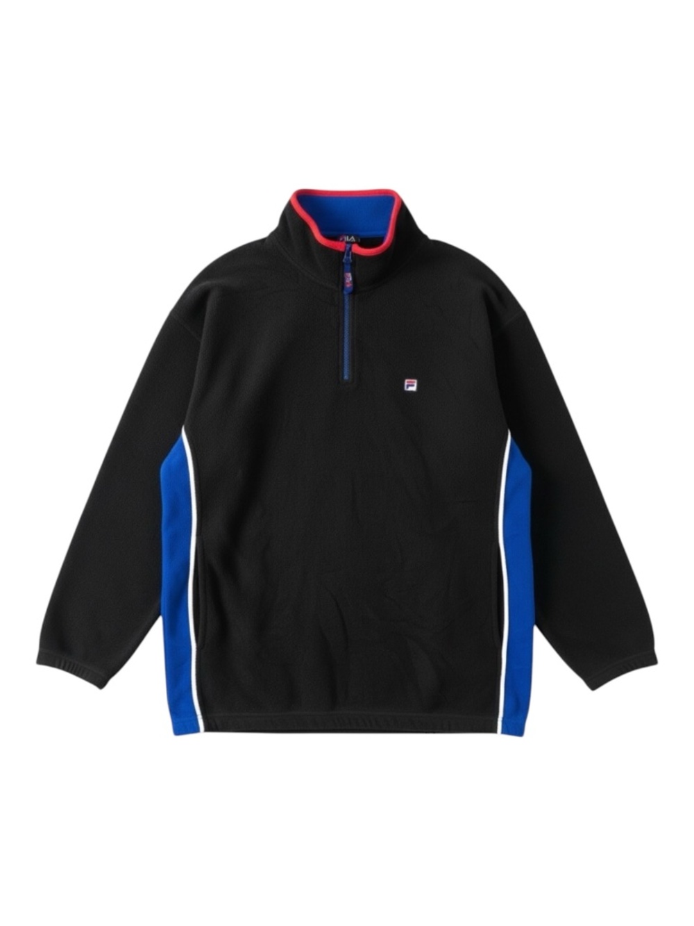 Fila Vintage Quarter Zip Fleece Sweater Men’s‎ XL Black Red Blue
